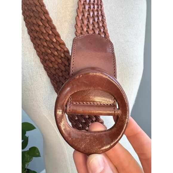 Vintage Braided Leather Belt with Leather Buckle made in Italy - Picture 6 of 7